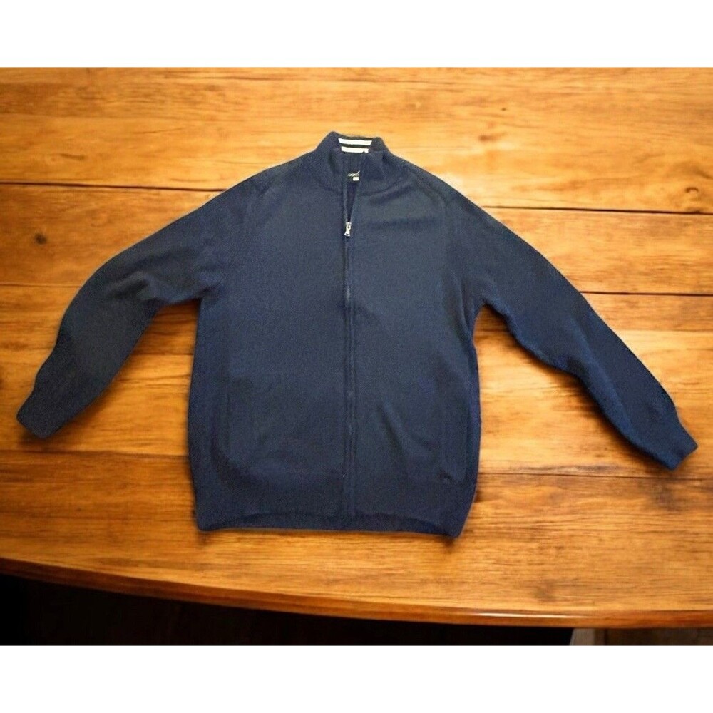 Gionfriddo Full Zip Pullover Sweater Wool Blend SZ Large Made in Italy Navy